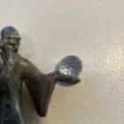 Vintage Pewter Wizard Holding Crystal Ball Fantasy Figurines 2 Inch Spellcaster