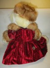 Vintage Dan Dee Collectors Choice Christmas Bear Fur Coat   Hand Muffler As-is