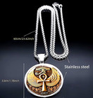 Men s 316 Stainless Steel Ankh Necklace  Ancient Egyptian Horus Eye