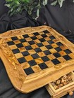 Handcrafted 19-inch Olive Wood   Black Epoxy Resin Chess Set