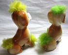 2 Vintage 1950s Dog Figurines With Yellow  green Fur Mid Century Modern japan 5 