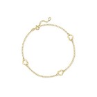 Fabulous Open Heart Station Chain Anklet For Women s In Solid 10k Yellow Gold