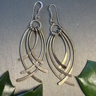 Vintage Sterling Silver Unusual Dangle Earrings Artisan Modernist 2 5    Scroll
