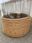 Vintage Large Glass Bottle Vase Jug Jar With Jute Rope Wrap 12  H X 8  W