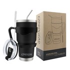 30 Oz Stainless Steel Tumbler W  Lid Handle   Straws Insulated Travel Coffee Mug