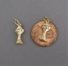3 Pc Chalice Eucharist 1st First Communion Charm Medal Italy M120 Finish Gold
