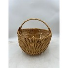 Primitive Vintage Woven Oak Splint Egg Gathering Buttocks Basket Handle