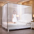 Queen Size White Mosquito Net Bed Canopy With One Side Opening