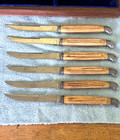6 - Vintage Queen Cutlery Stainless Steel Knifes Stag Handle Walnut Box Euc Read