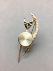 Jewelarama Gold Tone Cat Brooch Pin Mid Century Modern Holographic 2 5  Vintage