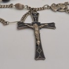 925 Sterling Silver Black Bead Catholic Rosary Necklace 29in Closed Crucifix