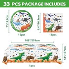 Wernnsai Dinosaur Birthday Decorations - 33 Pcs Dino Plates Napkins Tableclot   