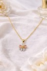 18k Gold Plated Tri-color Flower Jewelry Set Necklace   Stud Earrings For Her