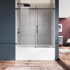 Elegant 60  W X 62  H Frameless Tub Door For Shower  Black 5 16  Tempered Glass