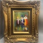 Vintage Enamel On Copper Painting    in Garden    Signed By J kooper