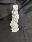 Vintage Geisha Figurine Water Carrier With Basket White Porcelain Statue Japan