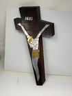 Vintage Brutalist Crucifix Jesus On Cross Religious Wall Art Hanging Metal Wood