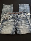 Rock Revival Aditya Boot Blue Jeans Leather Inserts Men Size 32 New Rare