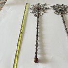 2 Antique Vtg Primitive Metal Wire Rug Beater wand Figure Heart Star Shape Beads