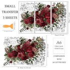 Olycraft 3pcs set Rose Rub On Transfers For 17 7x11 8 Inch  Big Red Flower 