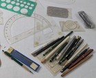 Vintage Drafting Tools Lot Pencils  Templates  Protractor   Architectural Supply