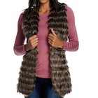 Donna Salyers Fab Furs Boho Chic Vest Womens S Black Tan Faux Fox Lined Pockets