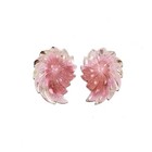 19 00cts Natural Watermelon Tourmaline Gemstone Hand Carved Flower 20 15mm Pair