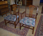 Vintage Pair Hickory Chair Mahogany Hepplewhite Shield Back Armchairs
