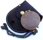 Brass Pocket Compass With Chain And Leather Case Vintage Decor Gift