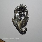 Antique Vintage Sterling Silver 925 Flower Broach Pin Jewelry Floral Vermeil  5