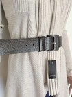 Loft Leather Belt Dark Brown Croc-embossed Wrapped Buckle 2    Wide Retro Mod Sz S