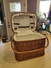 Vintage Picnic Time Romance Rattan Bamboo Picnic Basket