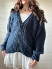 Peter England Vintage 90s Navy Chunky Cable Knit Cardigan Large 
