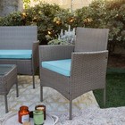 Barton 4 Piece Outdoor Patio Set Sofa Wicker Chair W  Table Set Cushion Seat