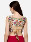Pujia Mills Women s Phantom Silk Floral Sleeveless Saree Blouse