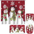 Christmas Shower Curtain Set With Rugs And Bath Mat - 4 Piece Decor Set