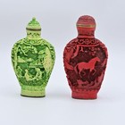 Vintage Chinese Snuff Bottles Handcrafted Resin Art Bundle Of 2