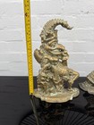 Victorian Cast Brass   Bronze Punch And Judy Figural Plaque Pair 30cm