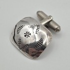 Vintage 925 Sterling Silver Native American Concho Stamped Bullet Back Cufflinks