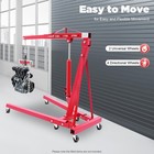 2t Folding Hydraulic Engine Hoist Cherry Picker With Leveler 6 Casters Red