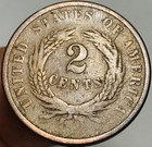 1864 Two Cent Piece 2c Civil War Date Large Motto Us Copper Coin Cc29594
