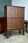 Antique Card Catalog Wood Drawer Library Apothecary Cabinet Vintage Oak