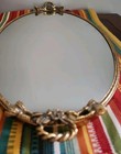Vtg Oval Globe Gold Plated Dresser Vanity Mirror Tray W handles 20 By 10   Euc