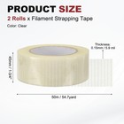2 Rolls Filament Strapping Tape  1 3 4 x54 7yd Fiberglass Mesh Packaging