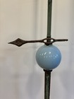 Antique Copper Lightning Rod With Light Blue Glass Ball 59  Tall