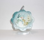 Fenton Glass Frost   Fawn Snowman Christmas Ornament Ltd Ed  15 45 Kibbe