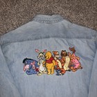 Vintage Disney Winnie The Pooh   Friends Denim Shirt Women Size M Embroidered