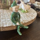 Vintage Pixie Elf Figurine Christmas Ceramic Green Made In Japan 1950   s