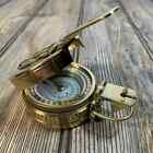 Vintage Polished Brass Wwii Antique Working Military Pocket Compass Gift