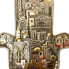 Vintage Judaica H  Karshi 925 Silver And Golden-tone Hamsa With Pedestal